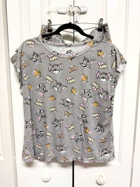 Women’s Gray Tom & Jerry Print Pajama Top